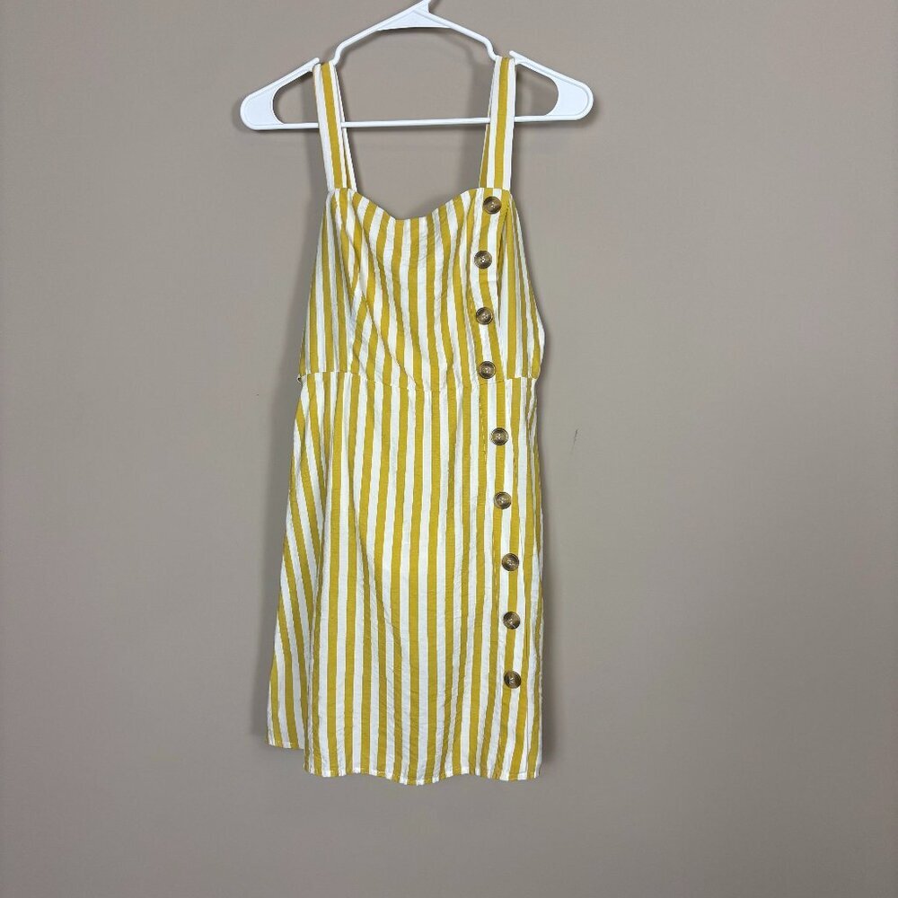 Morgan Claire Yellow Striped Button-Front Dress - Size Small